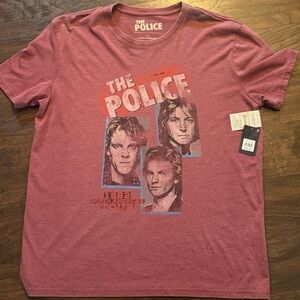 LUCKY BRAND: THE POLICE 1982 NORTH AMERICAN TOUR Distressed RED SHIRT Size XL